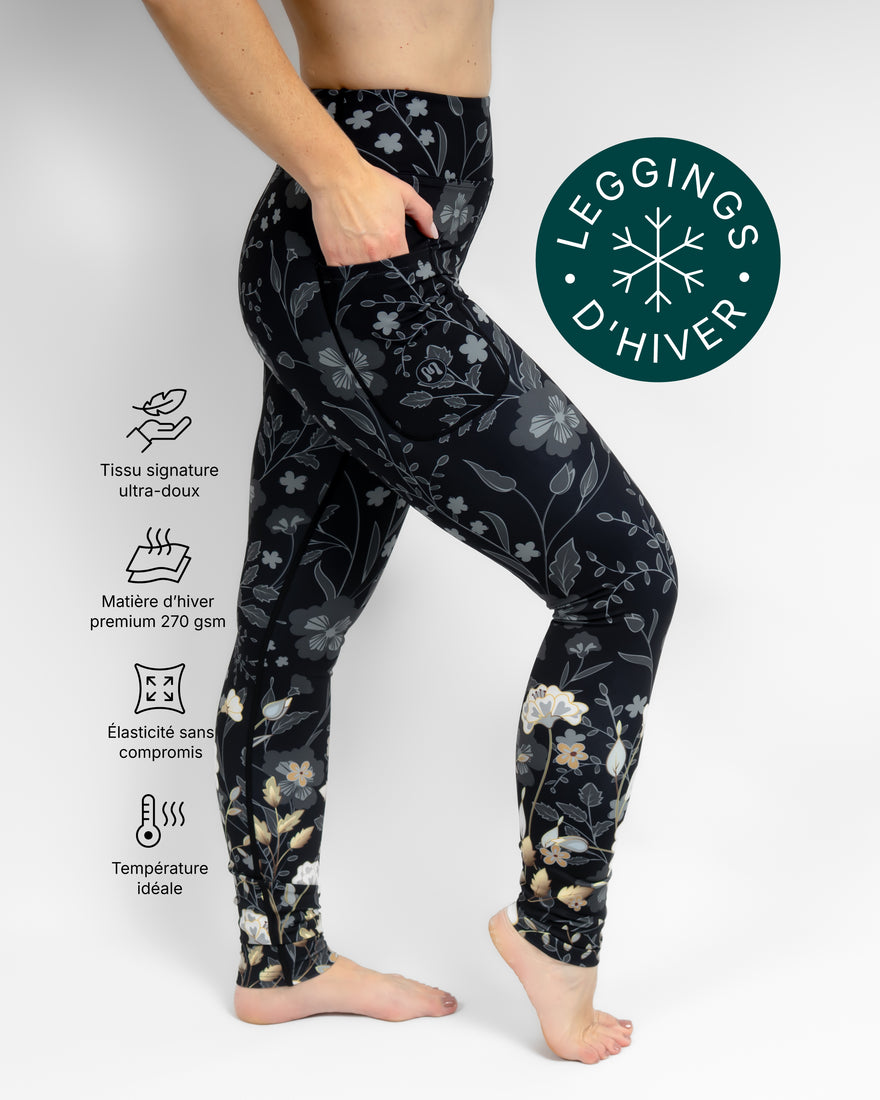 Aya Elegant Floral Tight Fit Winter Leggings