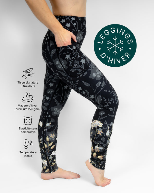 Aya Elegant Floral Tight Fit Winter Leggings