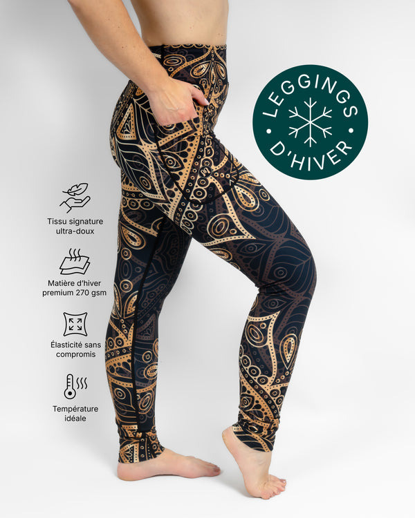 Aya Golden Mandala Tight Fit Winter Leggings