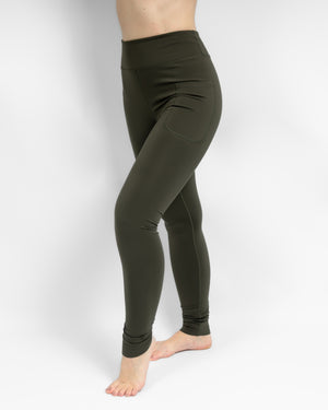 Aya Deep Olive Tight Fit Winter Leggings