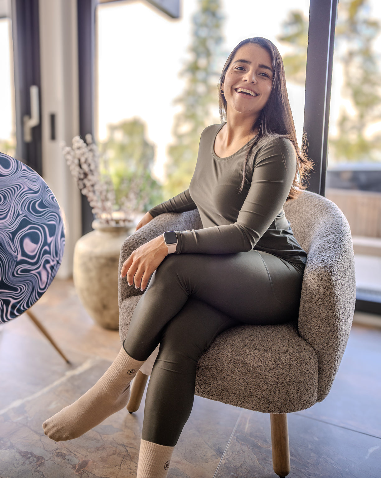 Aya Deep Olive Tight Fit Winter Leggings